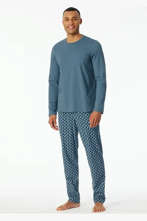 Schiesser Pyjama heren Katoen lange mouw- Atlantic Blue - Zonder boordjes