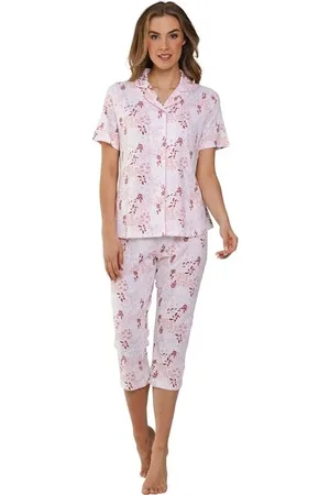 Pastunette Dames capri pyjama - Shortama met knoopsluiting - Roze pyjama met driekwart broek