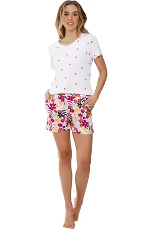 Rebelle Dames shortama katoen - Pink Bloom - Zomer pyjama