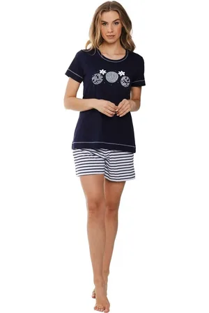 Rebelle Dames shortama katoen - Blue Disco - Zomer pyjama