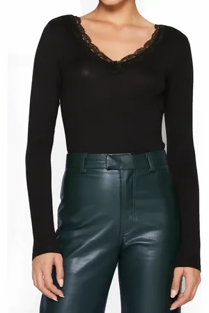 Pieces® Dames shirt Kant lange mouw - Barbera - Kanten dames ondershirt - Viscose