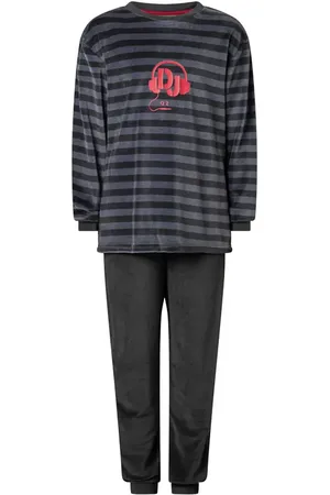 Outfitter Velours jongens pyjama - DJ - Warme jongens pyjama maat 128