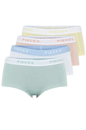 Pieces® 4-Pack Dames shorts - Solid - Katoenen dames onderbroek - Multipack - Voordeelverpakking