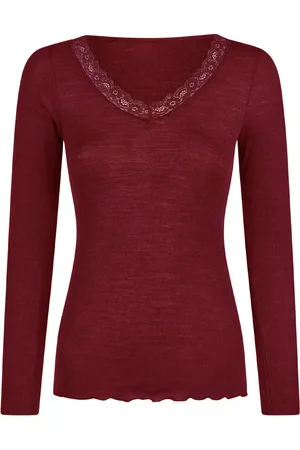 Nina Von C. Dames wollen shirt lange mouw V-hals - Warm Merino wollen thermo ondergoed vrouwen