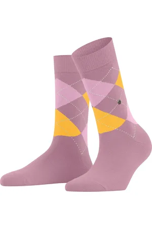 Burlington Queen Hoge Dames Sokken - Biologisch katoenen Dames kousen met ruit print