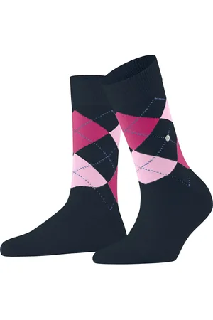 Burlington Queen Hoge Dames Sokken - Biologisch katoenen Dames kousen met ruit print