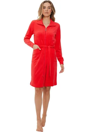 Rebelle Dames badstof badjas met rits - 100Cm- Warme ochtendjas