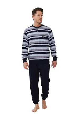 Pastunette Robson Heren pyjama tricot lange mouwen - Classic stripes