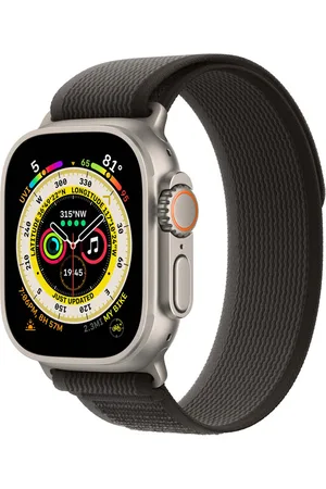 Apple Trail Loop Band voor de Watch Series 1-9 / SE / Ultra (2) - 44/45/49 mm - Maat S/M - Zwart / Grijs