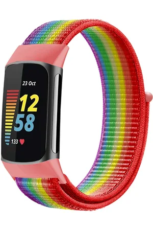 Imoshion Nylon bandje voor de Fitbit Charge 5 - Maat L - Rainbow