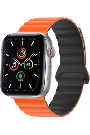 Imoshion Siliconen magnetisch bandje voor de Apple Watch Series 1 t/m 9 / SE (38/40/41 mm) | Series 10 (42 mm) - Oranje / Zwart