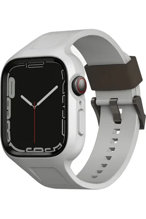 Uniq Monos 2-in-1 Apple Watch bandje met Hybrid Case voor de Apple Watch 4 t/m 9 / SE (44/45 mm) - Chalk Grey