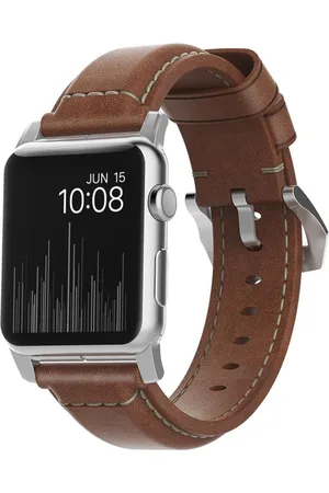 Nomad Traditional Band van leder voor de Apple Watch Series 1 t/m 10 / SE / Ultra (2) (44/45/46/49 mm) - /Zilver