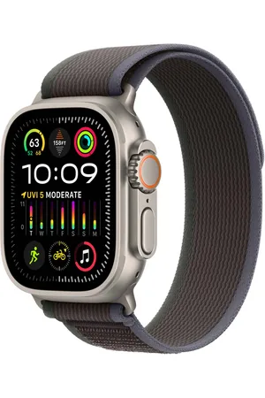 Apple Trail Loop Band voor de Watch Series 1 t/m 10 / SE / Ultra (2) (44/45/46/49 mm) - Maat M/L - Blauw / Zwart