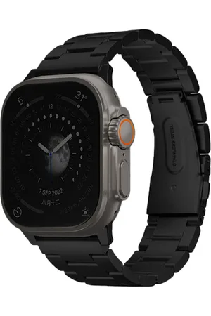 Uniq Osta Stalen band met zelf-verstelbare links voor de Apple Watch Series 1 t/m 10 / SE / Ultra (2) (44/45/46/49 mm) - Midnight Black