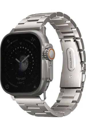 Uniq Osta Stalen band met zelf-verstelbare links voor de Apple Watch Series 1 t/m 10 / SE / Ultra (2) (44/45/46/49 mm) - Titanium Silver