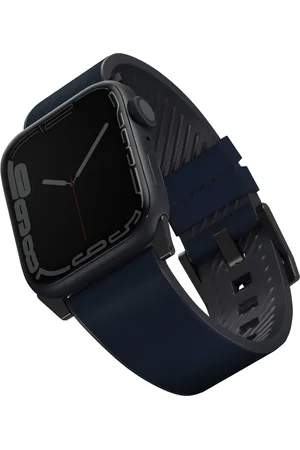 Uniq Straden Waterproof leren bandje voor de Apple Watch Series 1 t/m 10 / SE / Ultra (2) (44/45/46/49 mm) - Prussian Blue