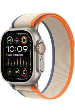 Apple Trail Loop Band voor de Watch Series 1 t/m 10 / SE / Ultra (2) (44/45/46/49 mm) - Maat S/M - Oranje / Beige