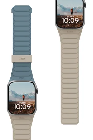 UAG Pathfinder | Omkeerbaar siliconenbandje voor de Apple Watch Series 1 t/m 10 / SE / Ultra (2) (44/45/46/49 mm) - Dune/Cloud Blue