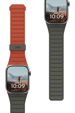 UAG Pathfinder | Omkeerbaar siliconenbandje voor de Apple Watch Series 1 t/m 10 / SE / Ultra (2) (44/45/46/49 mm) - Olive/Rust