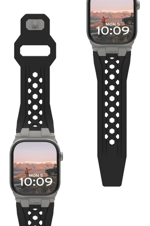UAG Monarch | Siliconenbandje voor de Apple Watch Series 1 t/m 10 / SE / Ultra (2) (44/45/46/49 mm) - Black/Titanium