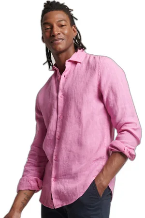 Superdry Linnen casual shirt met lange mouwen