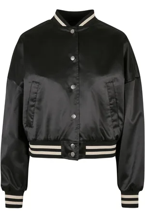 Urban classics Dames oversized satijnen korte jas College