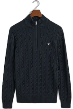 GANT Katoenen trui met col en 1/2 rits Cable