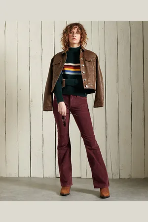 Superdry Halflange corduroy uitlopende slim fit jeansbroek voor dames