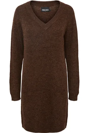 Pieces® Damesjurk met lange mouwen en v-hals Ellen