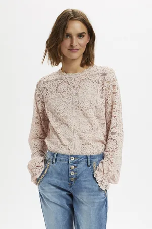 Cream Damesblouse met kant Tiley