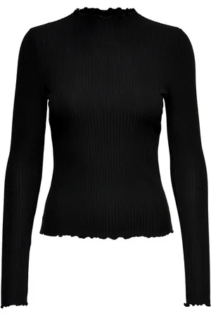 ONLY Dames-T-shirt Emma lange mouwen hooggesloten