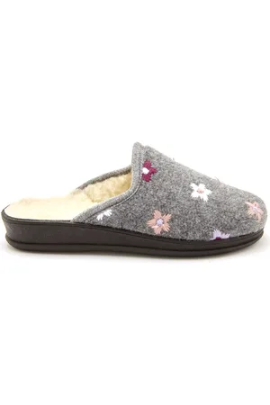 Pediconfort Vrouwen leren pantoffels met wolvoering