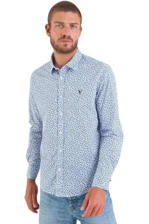 Camberabero Wit gestreept gestructureerd shirt met borduursel