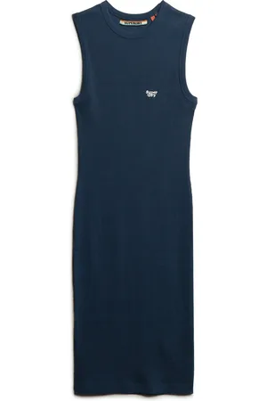 Superdry Geribde jurk voor dames, halflang