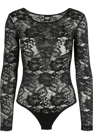 Urban classics Damesbodysuit met lange mouwen in kant