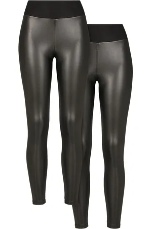 Urban classics Legging met hoge taille van imitatieleer voor dames (x2)
