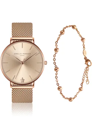 Amelia Parker Dameshorloge en armband Gold Sky