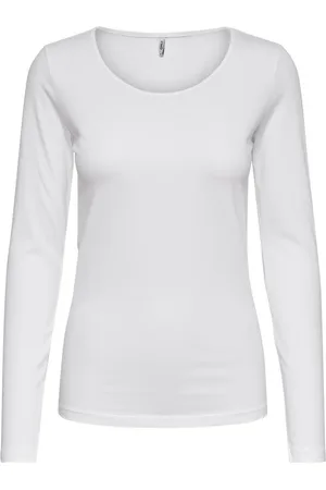 ONLY Dames-T-shirt Live Love Life met lange mouwen - Col Rond