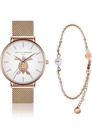 Amelia Parker Dameshorloge en armband Rose Turtle
