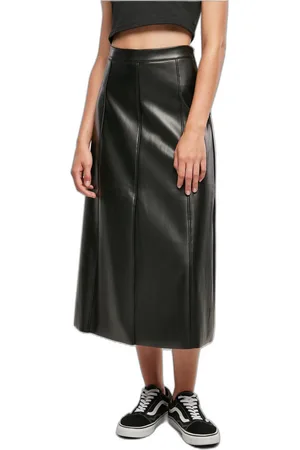 Urban classics Halflange rok synthetisch leer vrouw