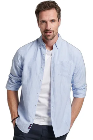 Superdry Button-down overhemd van linnen en biologisch katoen Studios
