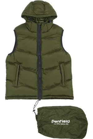 Penfield Gewatteerd vest met capuchon en hoek Hudson script quilt ripstop