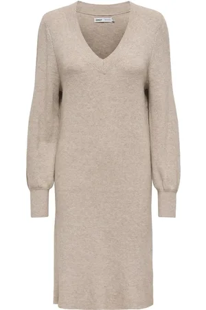 ONLY Vrouwen langemouw trui jurk met V-hals Katia