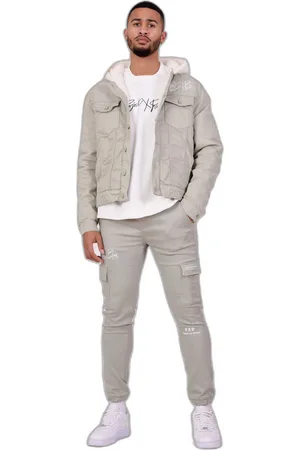 Project X Paris Denim jas met capuchon van schapenvacht