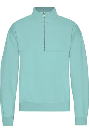 Colorful Standard 1/4 rits sweater Organic Teal Blue