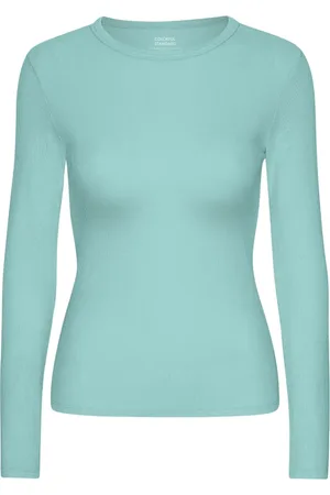 Colorful Standard Dames-T-shirt met lange mouwen Organic Teal Blue