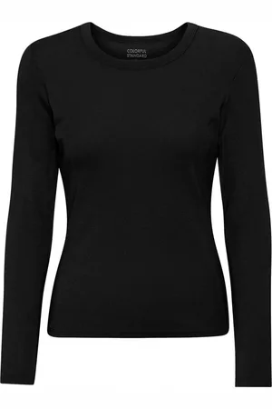 Colorful Standard Geribd dames-T-shirt met lange mouwen Organic deep black