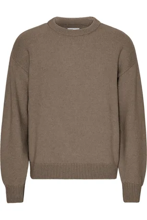 Colorful Standard Trui met oversized ronde hals Warm Taupe