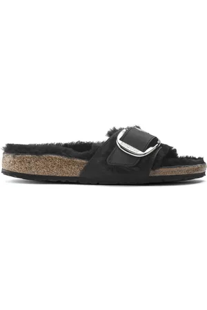 Birkenstock DamesSandalen Madrid Big Buckle Shearling Oiled Leather